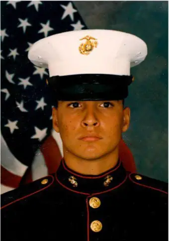 Dario Diaz in U.S. Marine Corps dress blues